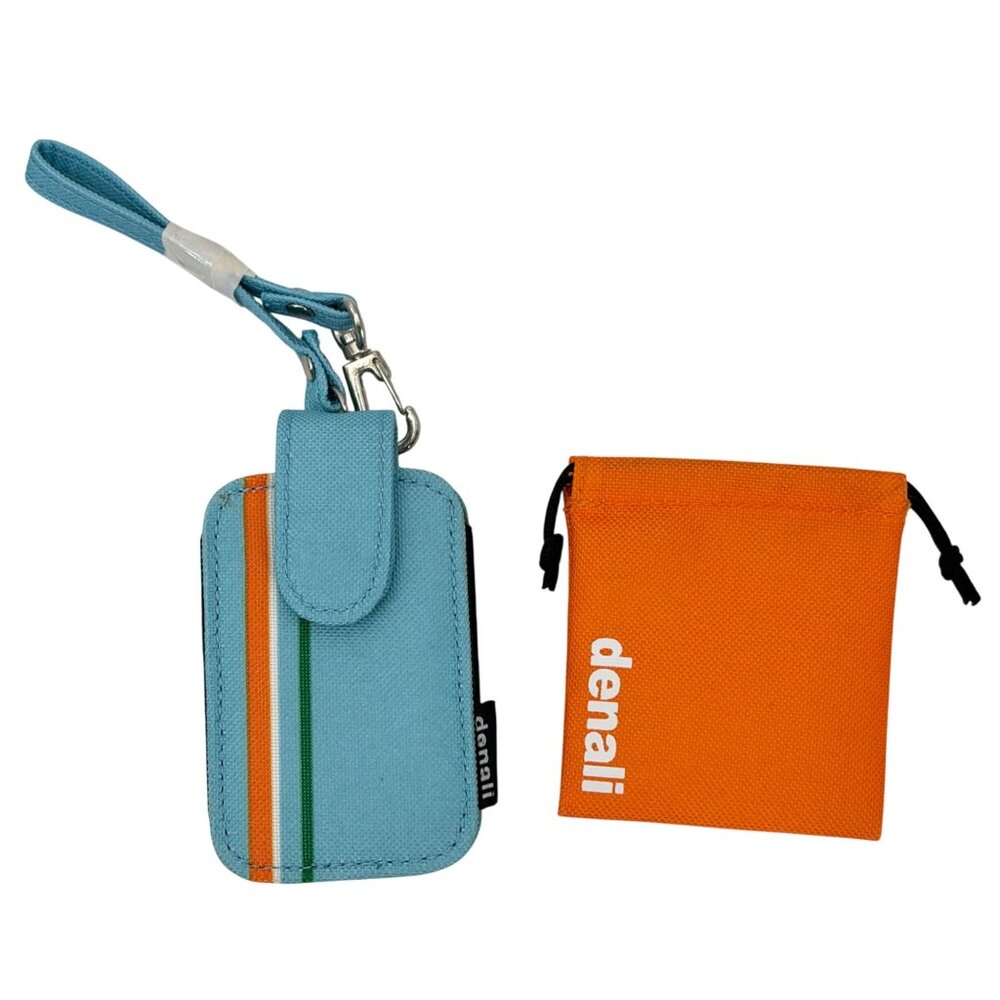 NIP Denali Blue & Orange Cards/Phone Compact Protective Pouch W/Carabiner Clip